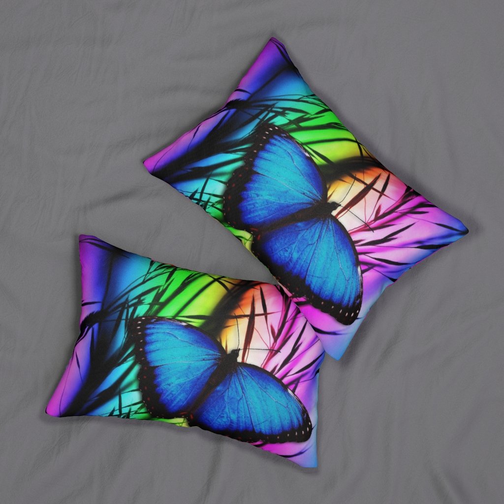 Decorative Lumbar Throw Pillow - Blue Butterfly