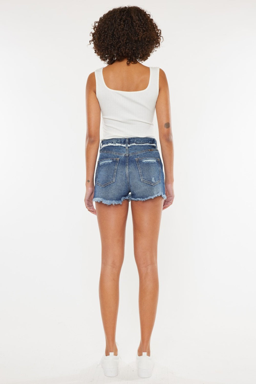Kancan Distressed Button Fly Denim Women's Shorts
