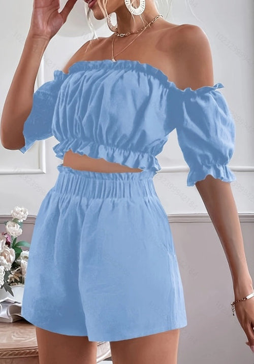 Two Pieces Of Short Sleeve Women's Shorts
