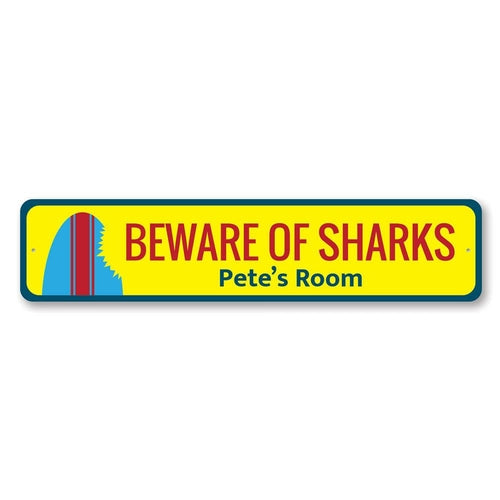 Beware of Sharks Surfboard Sign