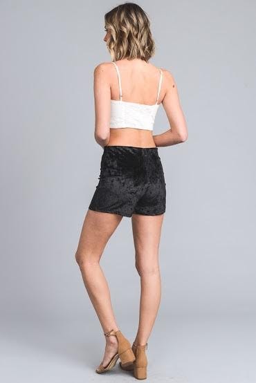 Stretch Solid Veltvet with tie front Women's Shorts
