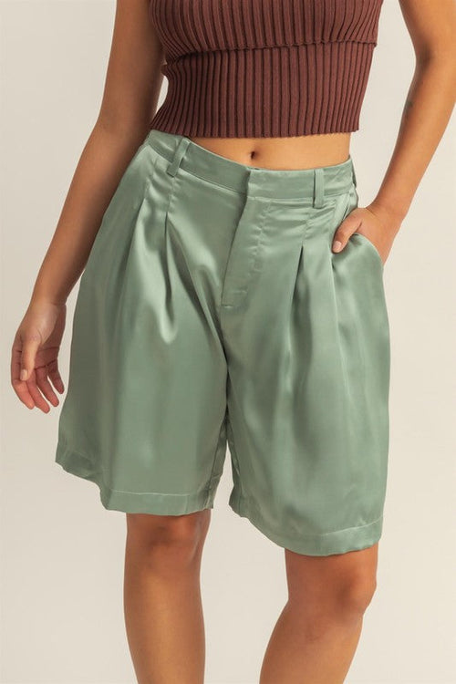 HYFVE High-Waist Pleated Satin Women's Shorts