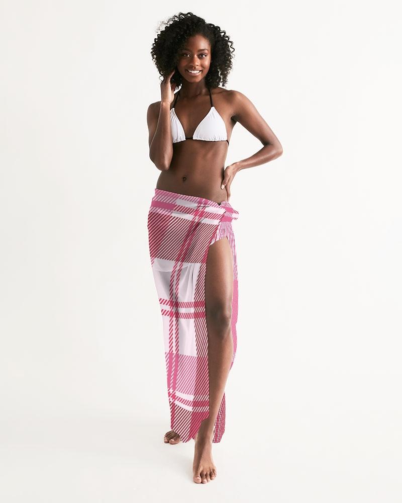 Sheer Plaid Pink Swimsuit Cover Up