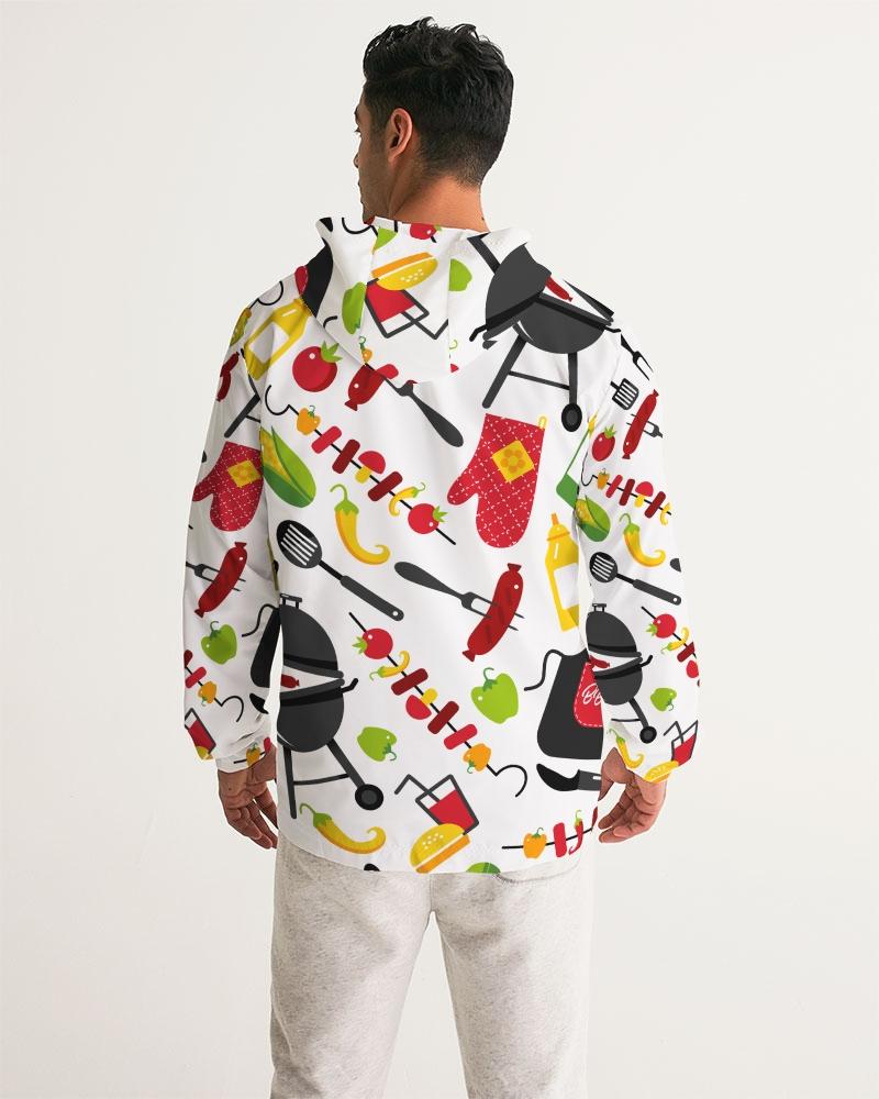 Mens Lightweight Windbreaker Jacket with Hood and Zipper Closure - Bbq