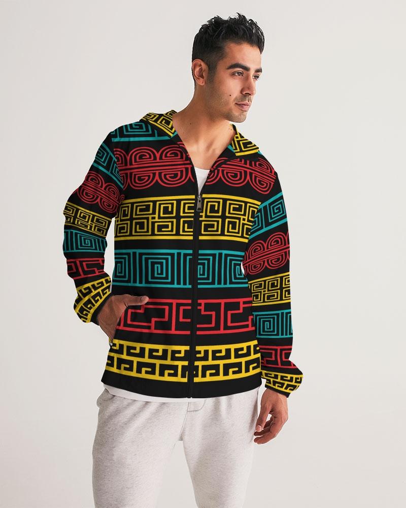 Mens Hooded Windbreaker - Multicolor Water Resistant Jacket - Je7y0x