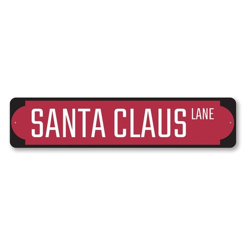 Red Santa Claus Lane Sign