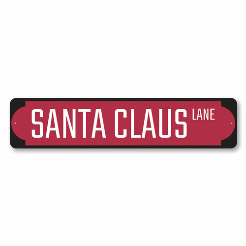 Red Santa Claus Lane Sign