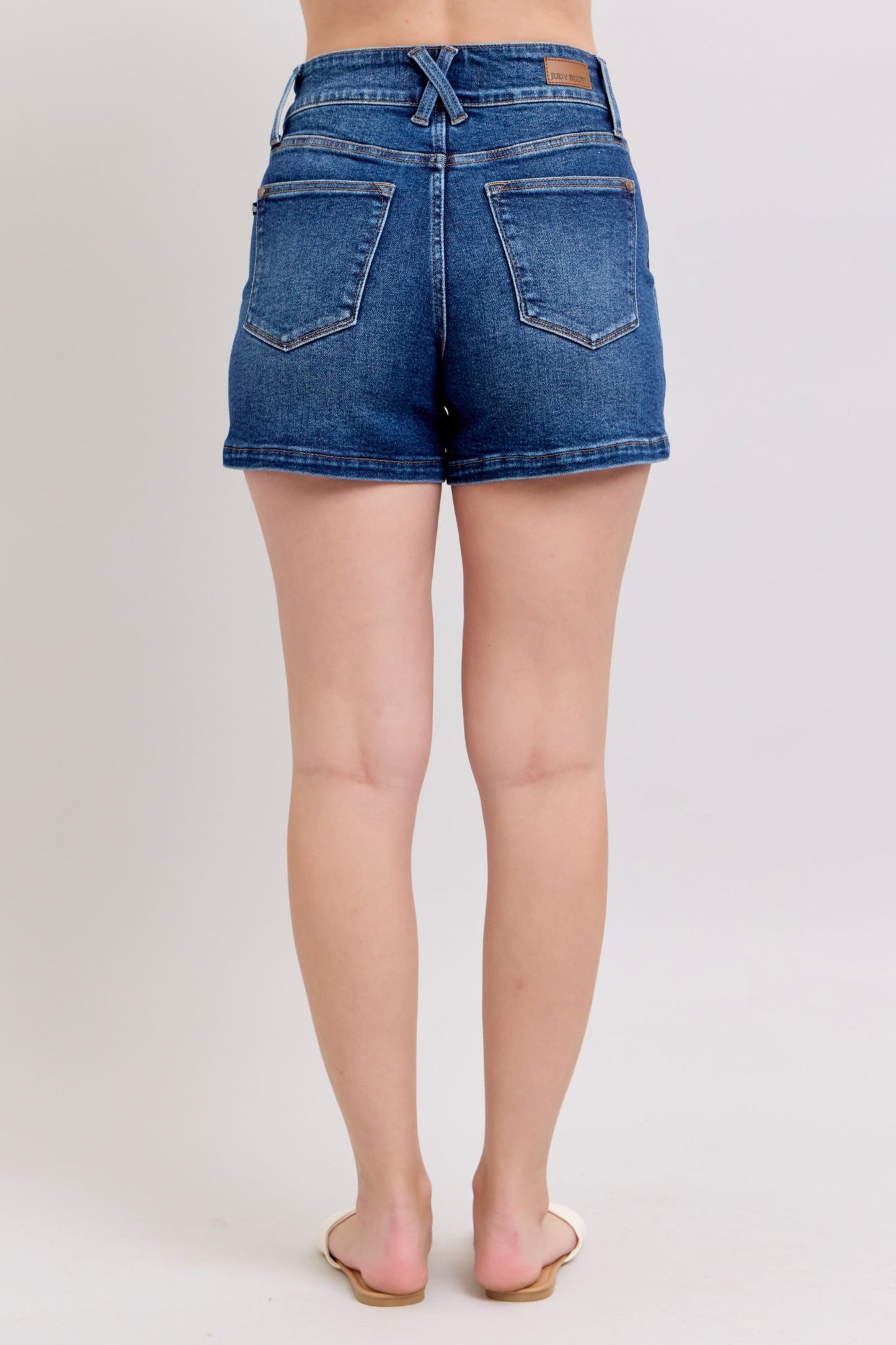 Judy Blue Full Size Double Button Waistband Women's Denim Shorts Plus Size