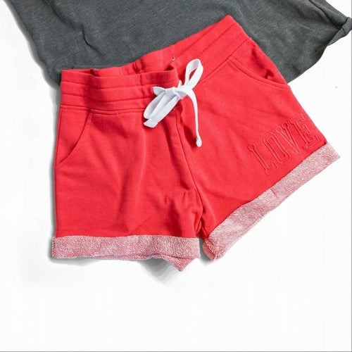Love Embroidery French Terry Basic Women's Shorts