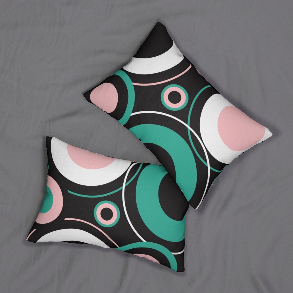 Decorative Lumbar Throw Pillow - Geometric - Black/multicolor