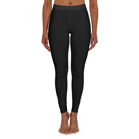 Womens Black Fitness Leggings Black and White Abstract Mama Pattern