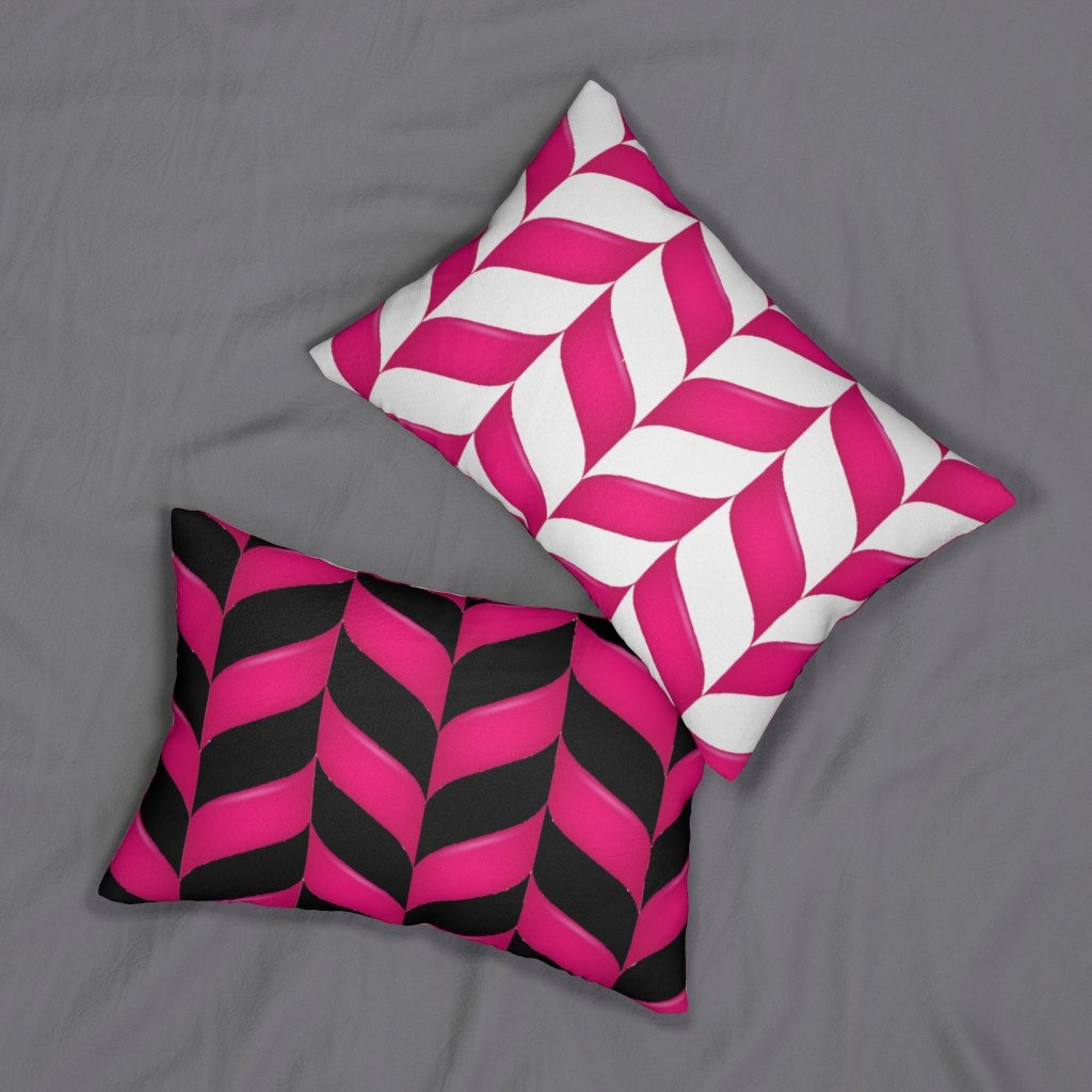 Decorative Lumbar Throw Pillow - Pink Chevron Pattern