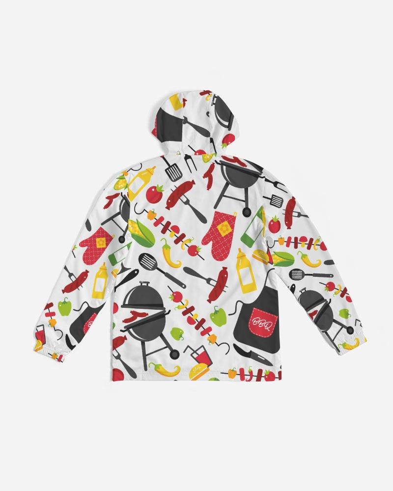 Mens Lightweight Windbreaker Jacket with Hood and Zipper Closure - Bbq