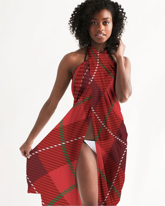 Sheer Plaid Red Swimsuit Cover Up