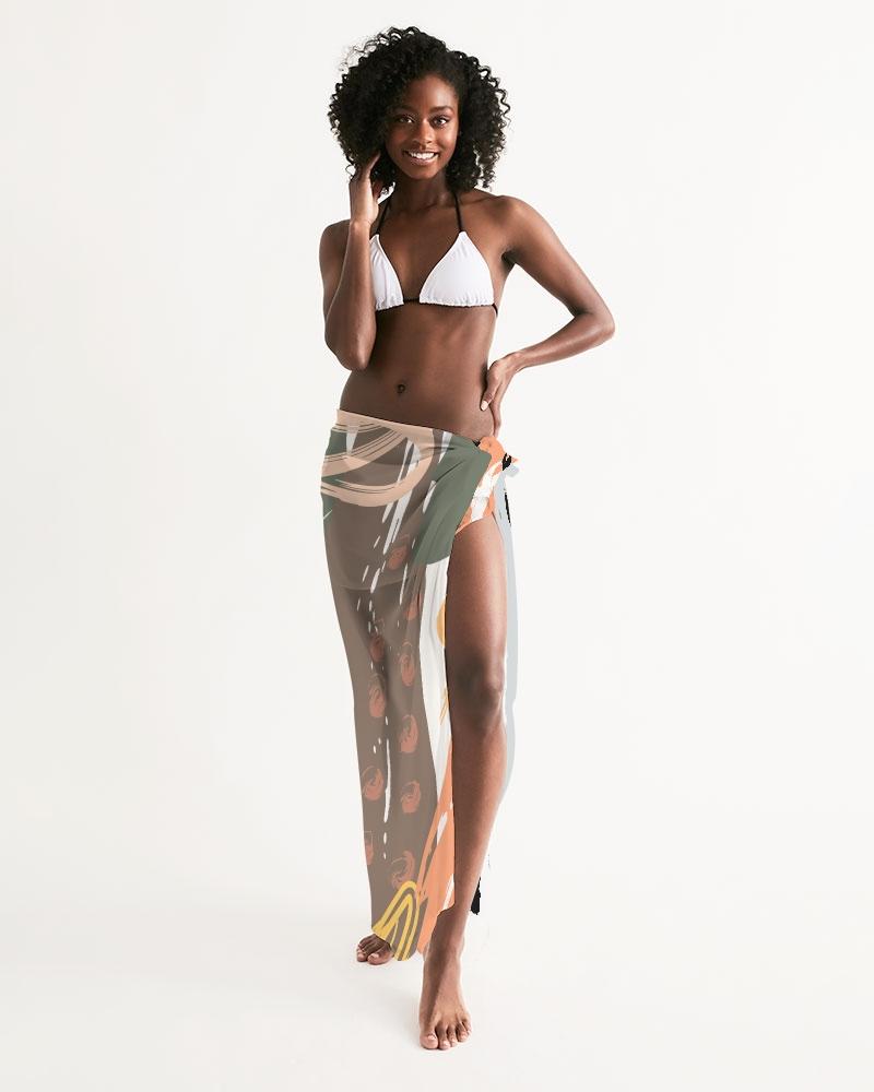 Sheer Circular Multicolor Green Swimsuit Cover Up