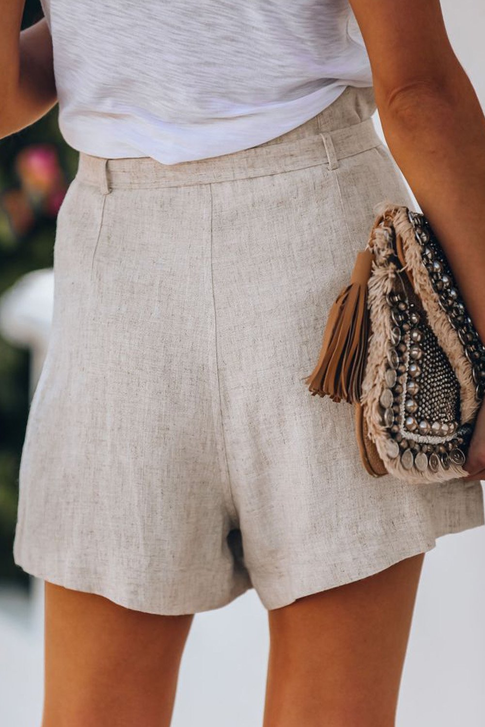 Tie Waist Casual Women's Shorts