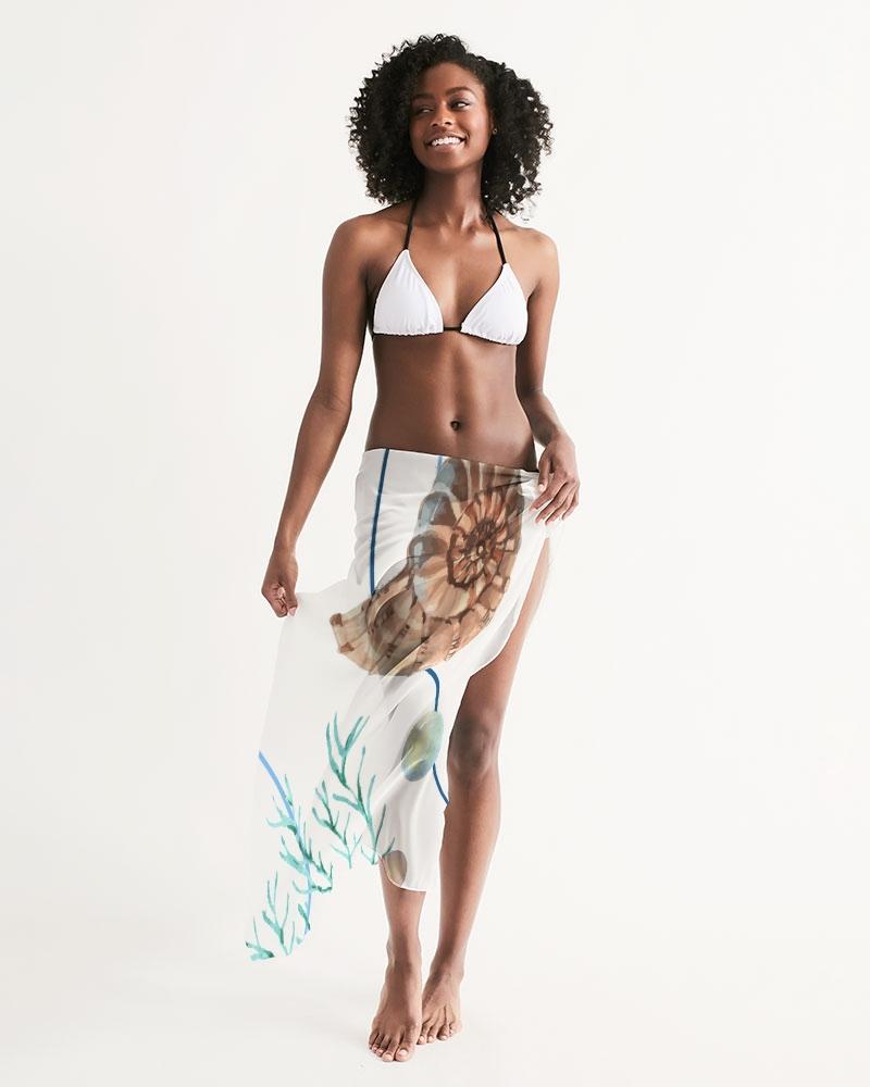 Sheer Sarong Swimsuit Cover Up Wrap / White Seashell