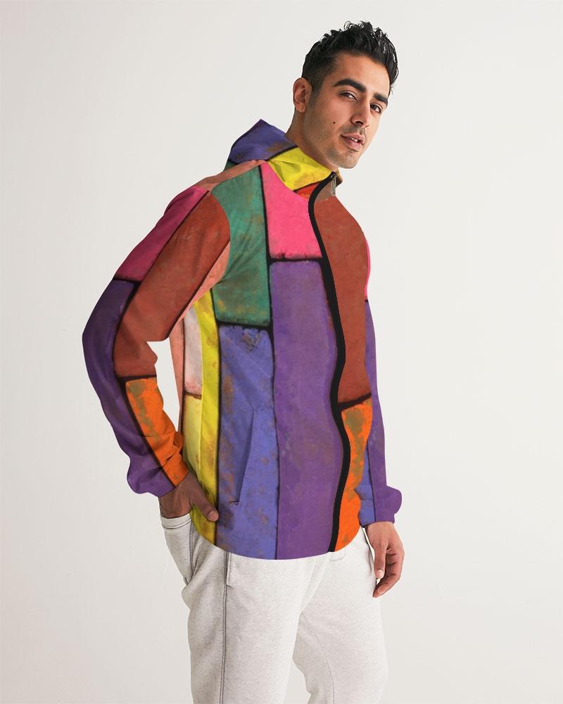 Mens Hooded Windbreaker - Rainbow Casual/sports Water Resistant Jacket