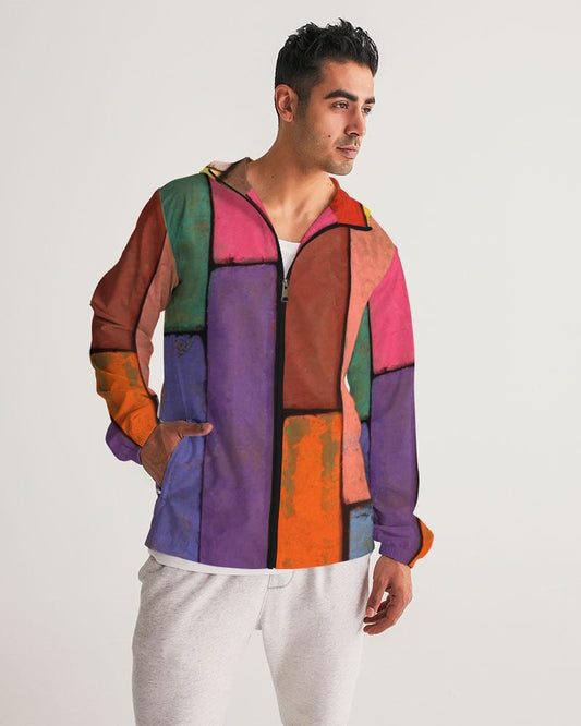 Mens Hooded Windbreaker - Rainbow Casual/sports Water Resistant Jacket