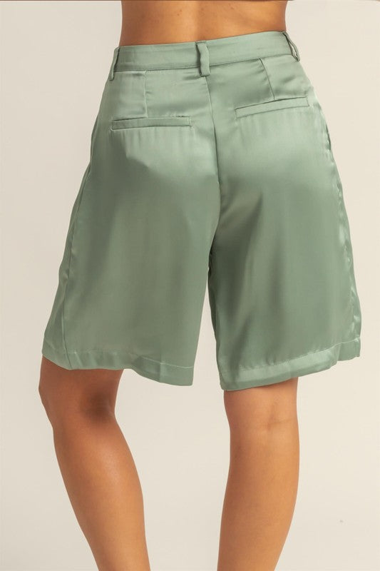 HYFVE High-Waist Pleated Satin Women's Shorts
