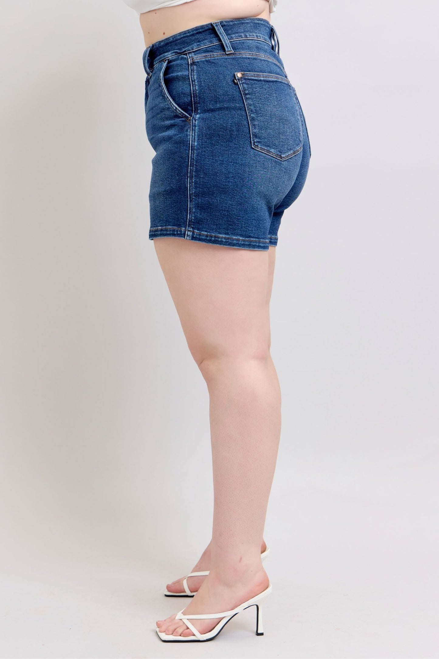 Judy Blue Full Size Double Button Waistband Women's Denim Shorts Plus Size