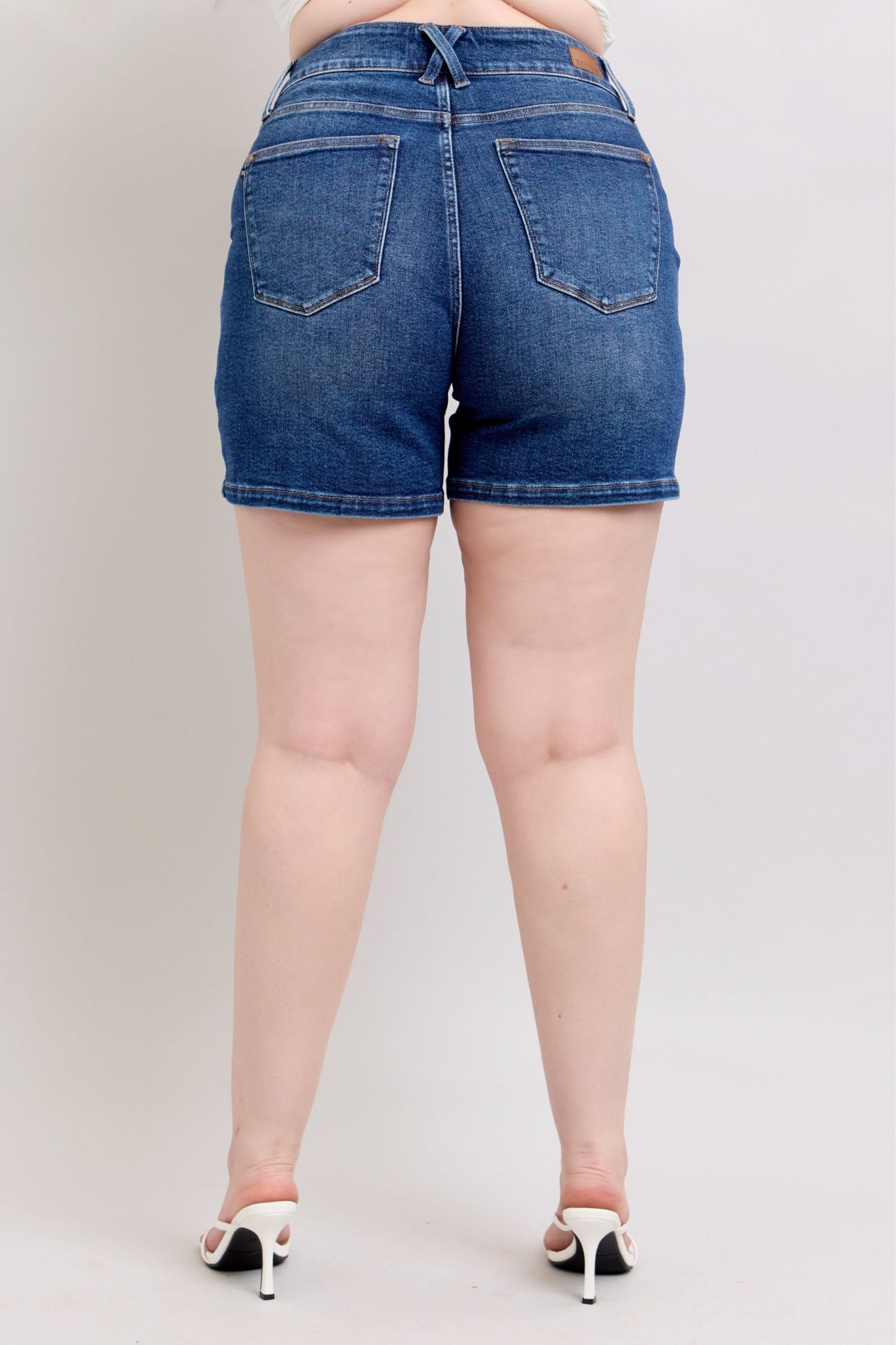 Judy Blue Full Size Double Button Waistband Women's Denim Shorts Plus Size