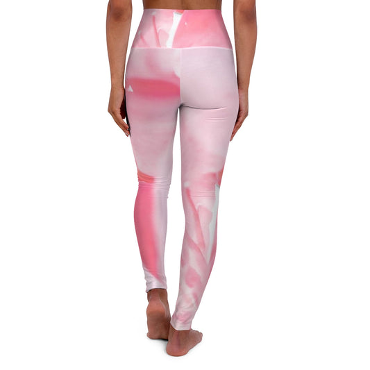 Womens Hhigh-waist Fitness Legging Yoga Pants - Pink Flower Bloom