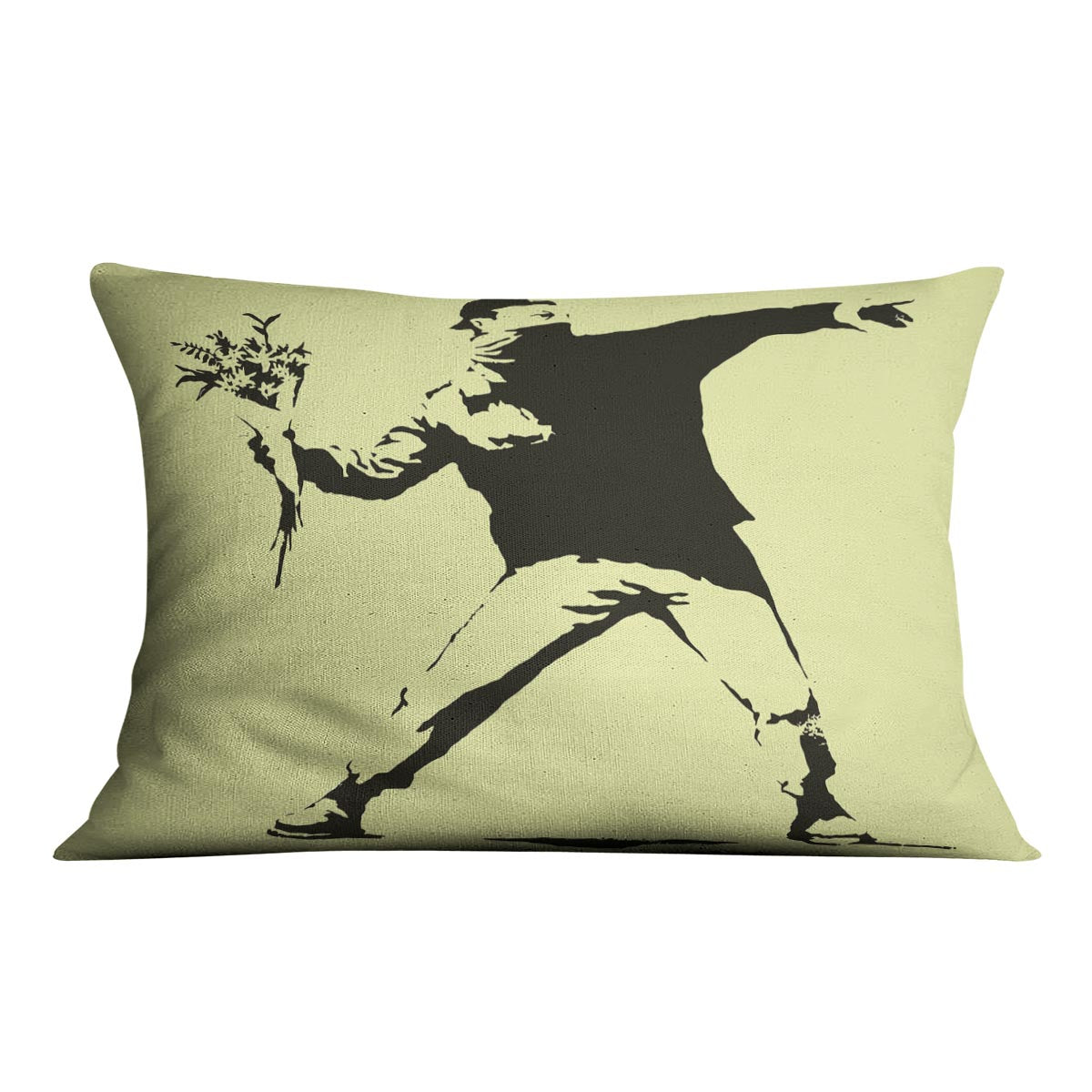 Banksy Flower Thrower Yellow Cushion