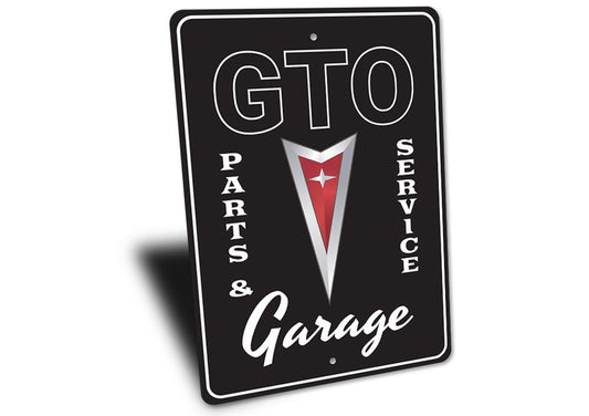 GTO Parts & Service Metal Sign | Classic Pontiac Garage Wall Art for