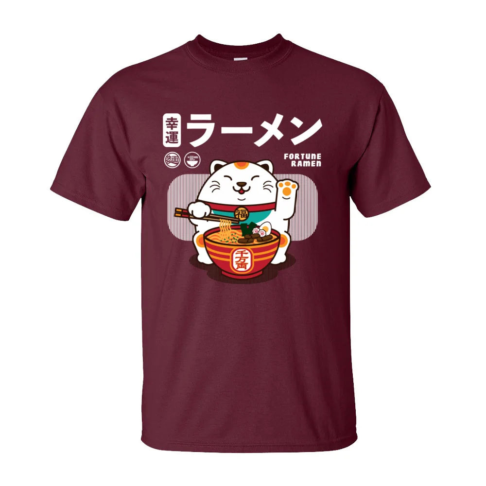 Fortune Ramen 100% Cotton Men Short Sleeve T Shirt Normal