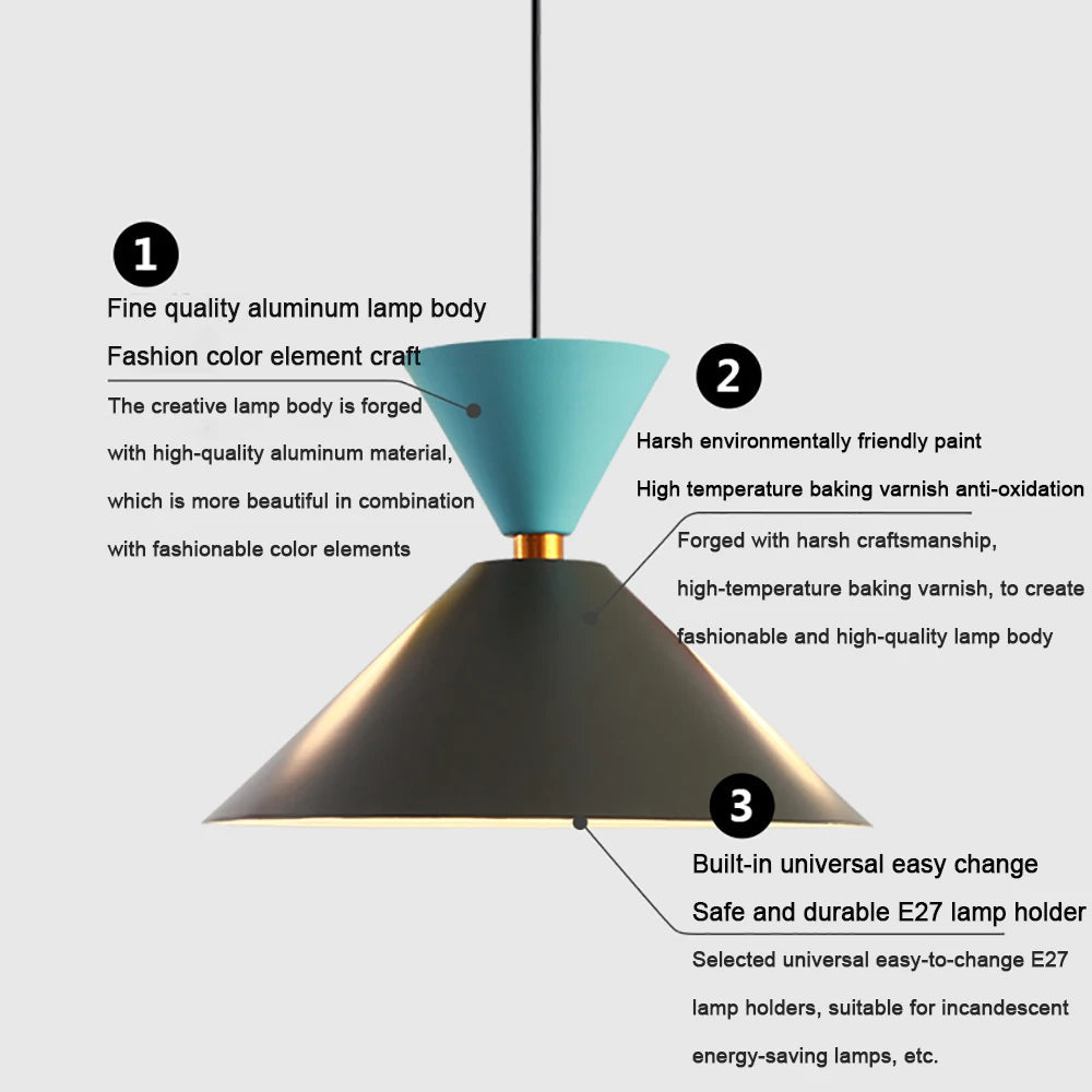 Nordic Loft Bedside Pendant Lights Bedroom Cafe Living Dining Room