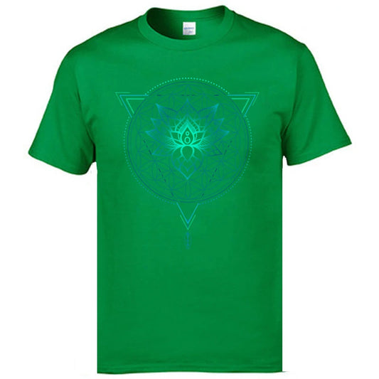 Geometric Mandala Lotus Flower Classic Tshirt Mens Summer Tops Tees