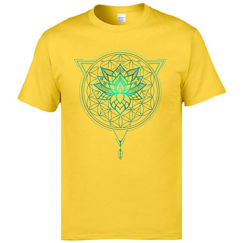 Geometric Mandala Lotus Flower Classic Tshirt Mens Summer Tops Tees
