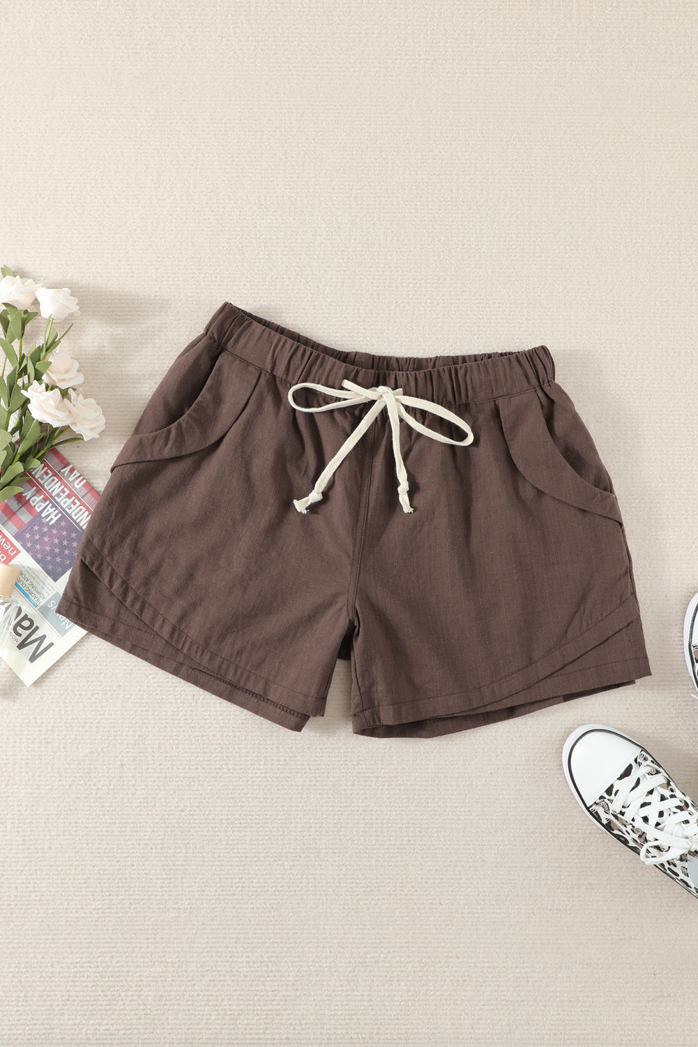 Women Casual Khaki Faylin Linen Women's Shorts