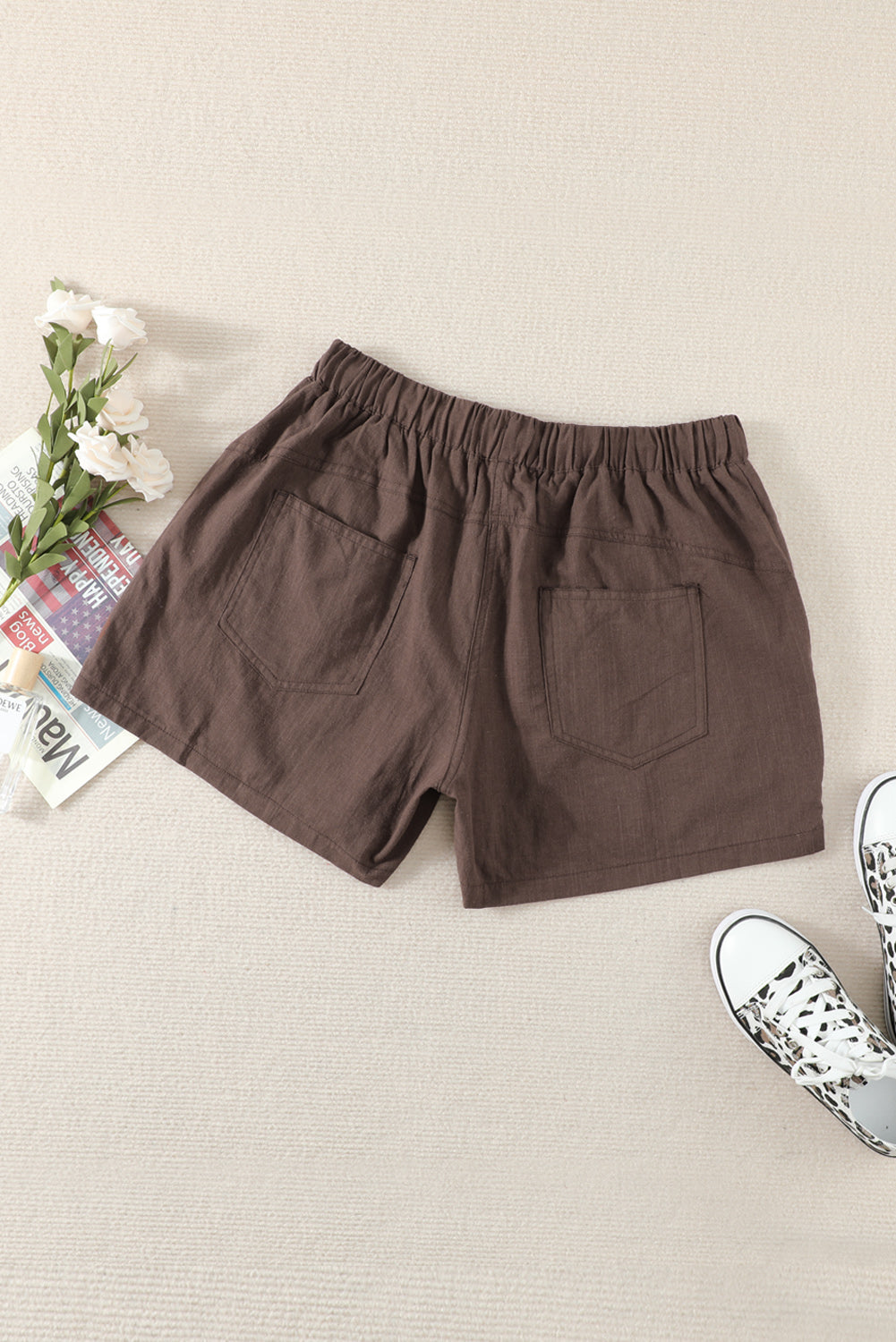 Women Casual Khaki Faylin Linen Women's Shorts