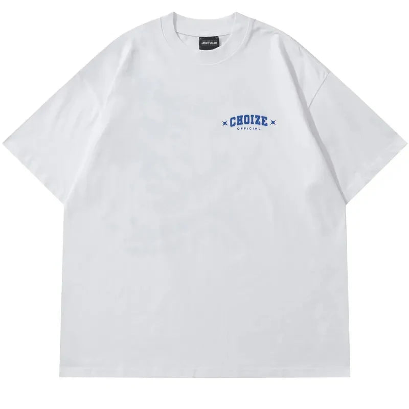 Men Streetwear Tshirt Letter Star Aesthetic Graphic T-Shirt Oversized