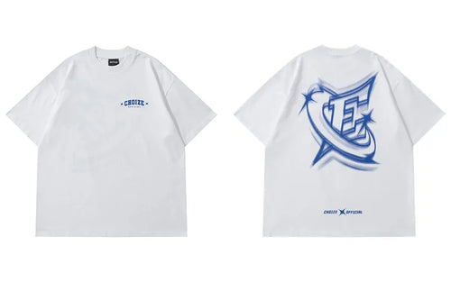 Men Streetwear Tshirt Letter Star Aesthetic Graphic T-Shirt Oversized