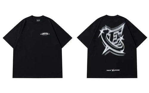Men Streetwear Tshirt Letter Star Aesthetic Graphic T-Shirt Oversized