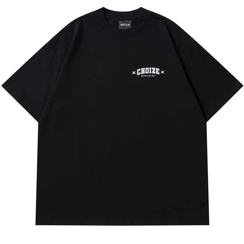 Men Streetwear Tshirt Letter Star Aesthetic Graphic T-Shirt Oversized