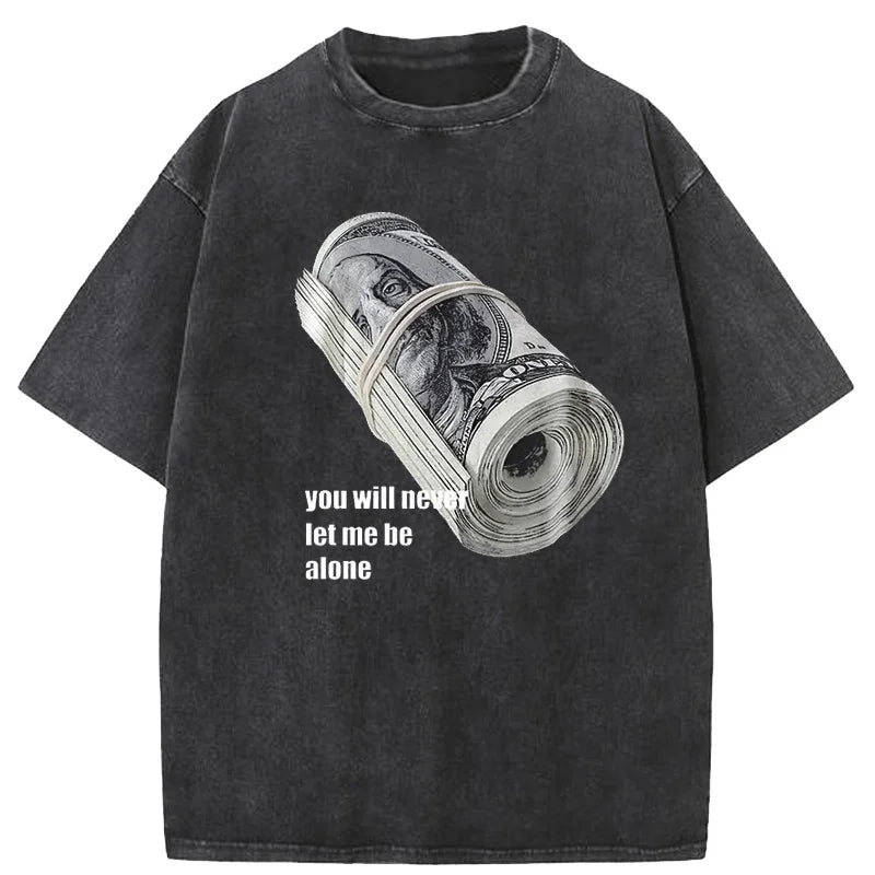 Bundle of Banknotes Vintage Tshirt Men Streetwear Hip Hop Print