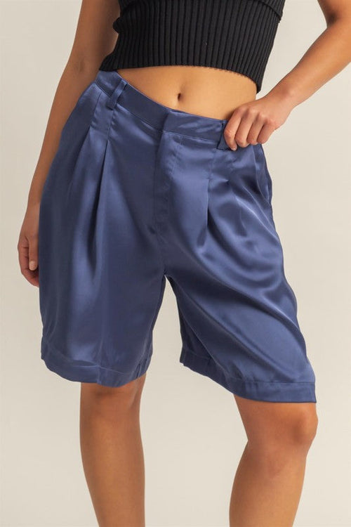 HYFVE High-Waist Pleated Satin Women's Shorts