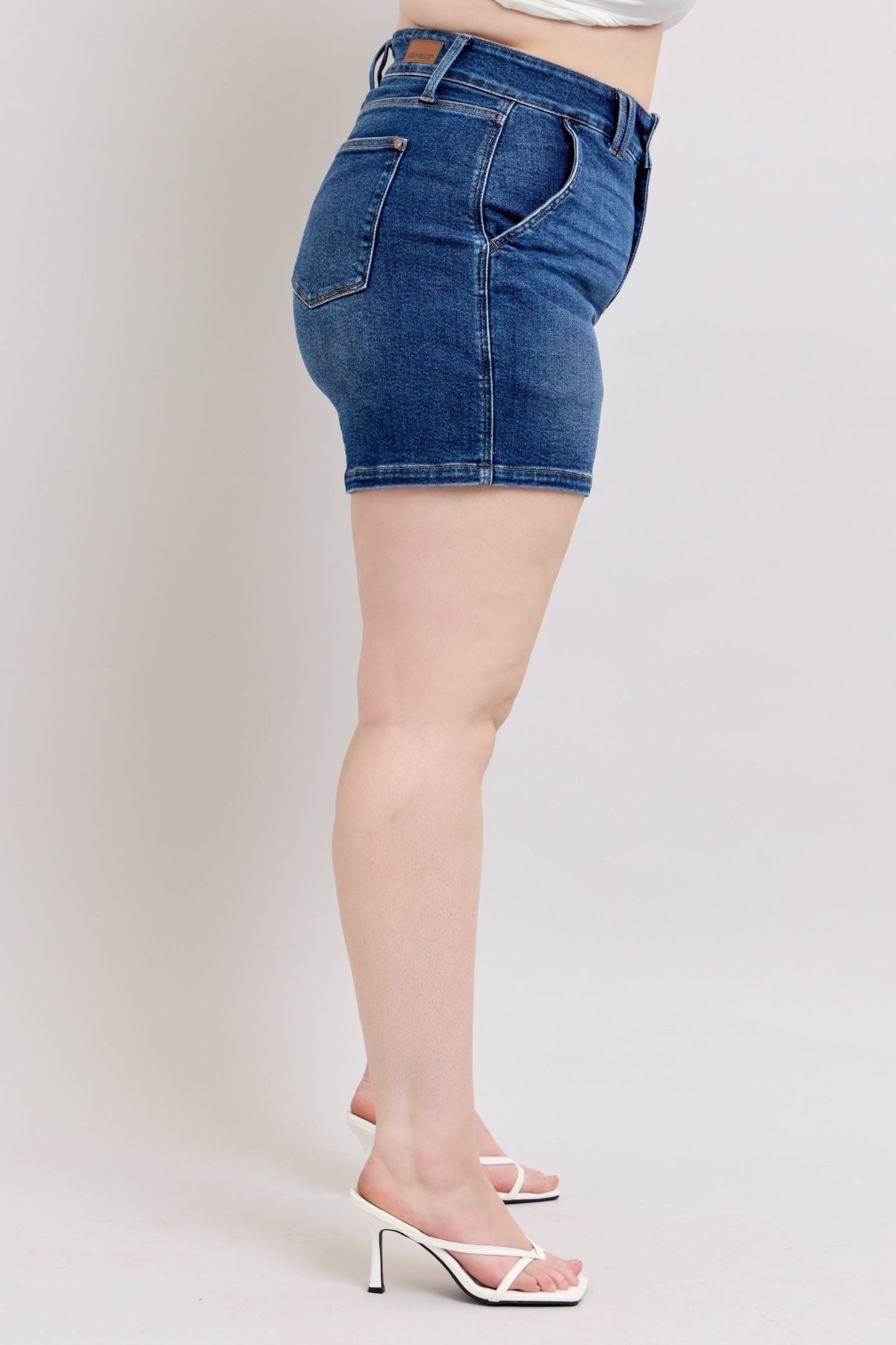 Judy Blue Full Size Double Button Waistband Women's Denim Shorts Plus Size
