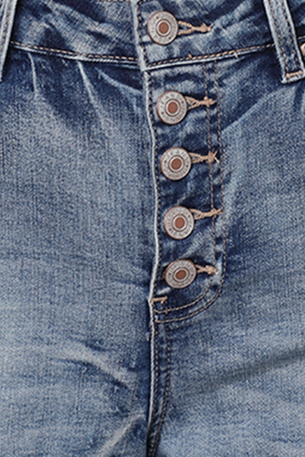 High Rise Button Fly Distressed Denim Women's Shorts