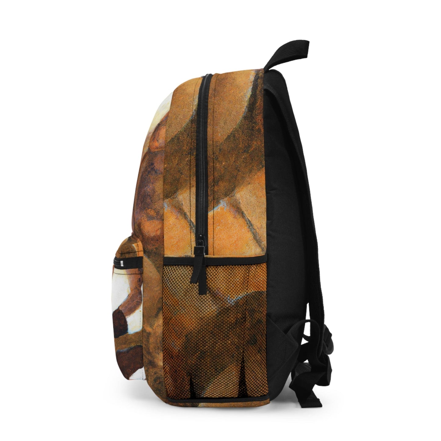 Backpack - Large Water-resistant Bag - Brown White Stone Pattern