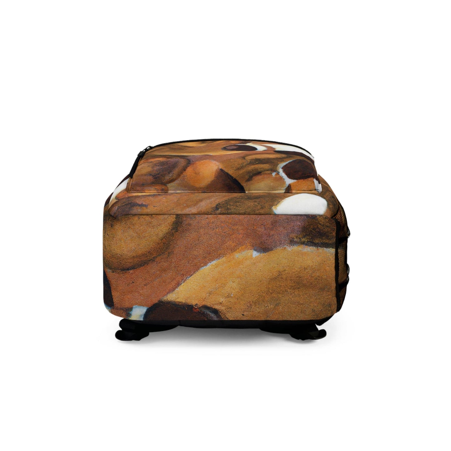 Backpack - Large Water-resistant Bag - Brown White Stone Pattern