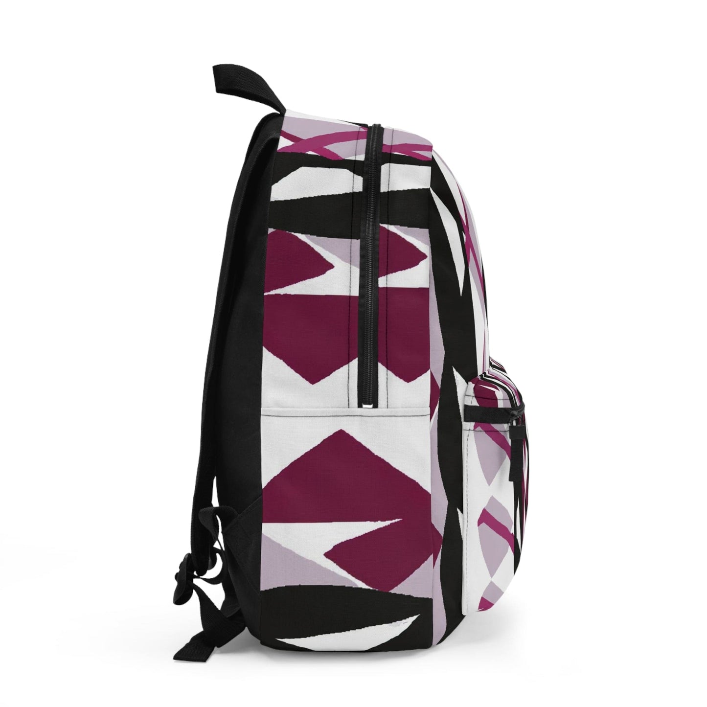 Backpack - Large Water-resistant Bag - Mauve Pink and Black Geometric