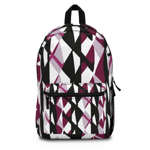 Backpack - Large Water-resistant Bag - Mauve Pink and Black Geometric