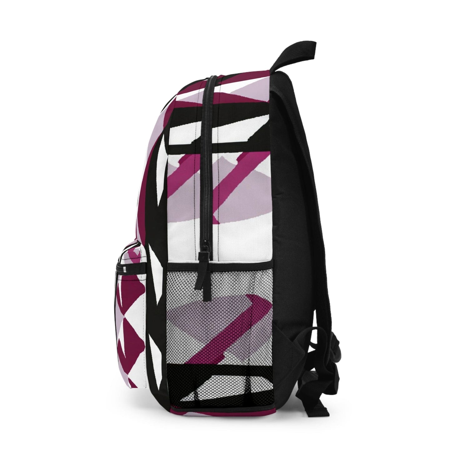 Backpack - Large Water-resistant Bag - Mauve Pink and Black Geometric