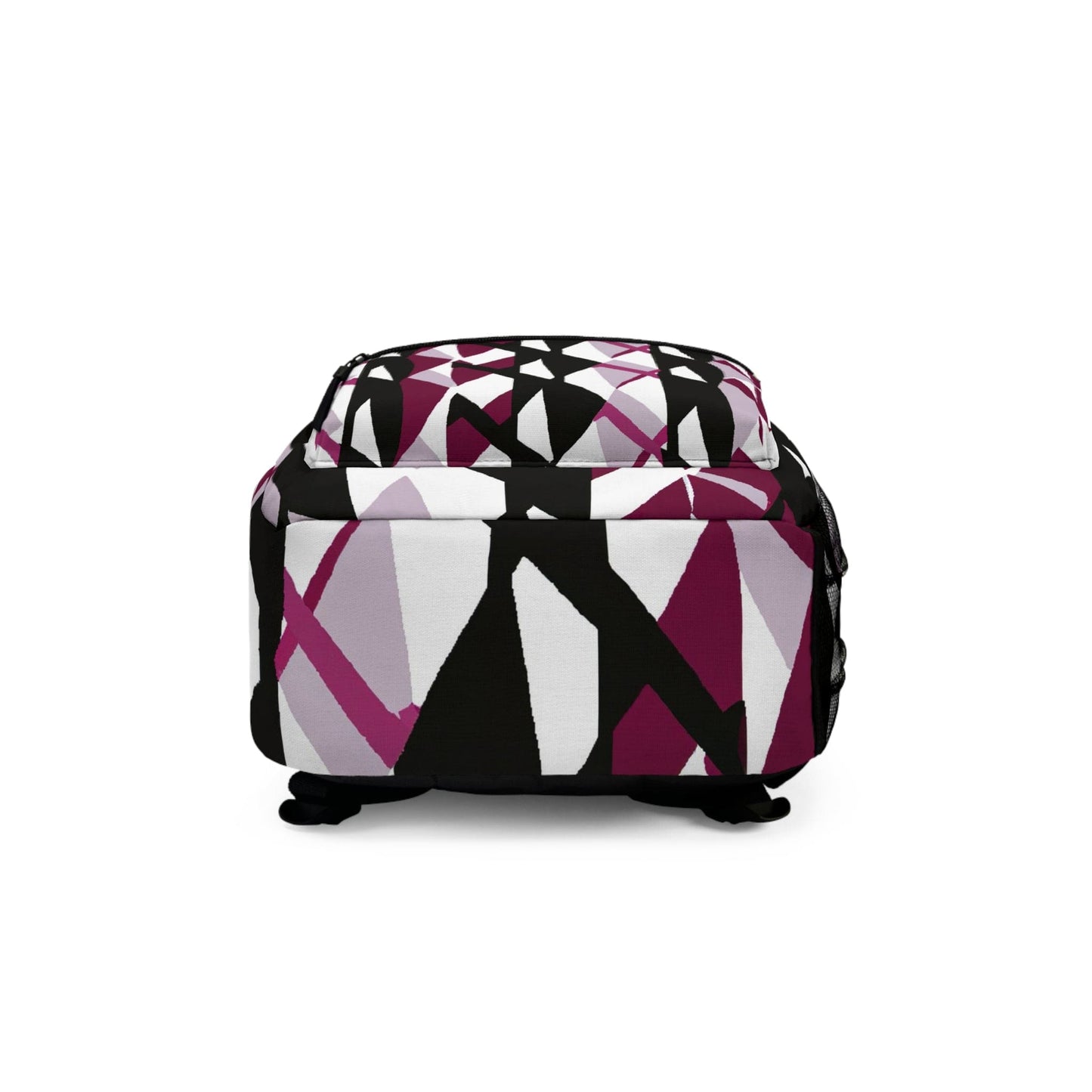 Backpack - Large Water-resistant Bag - Mauve Pink and Black Geometric