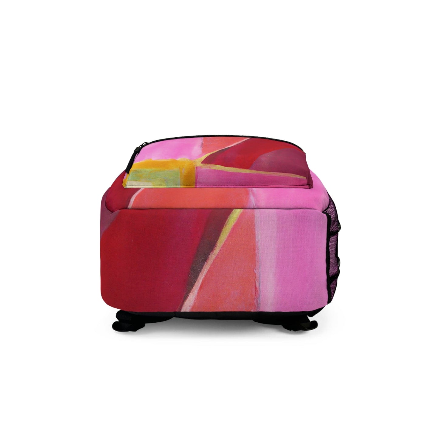 Backpack - Large Water-resistant Bag - Pink Mauve Red Geometric